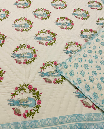 Block Print Reversible Quilt- Year of Rabbit