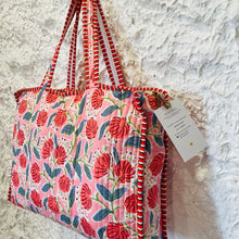 Load image into Gallery viewer, Jumbo Boho Quilted Bag- Lilies
