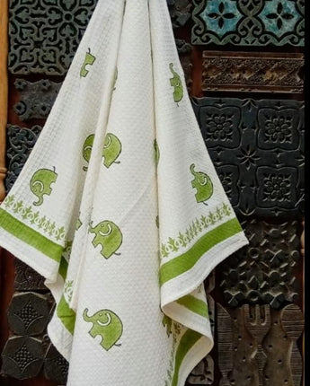 Green Elephants Bath Towel