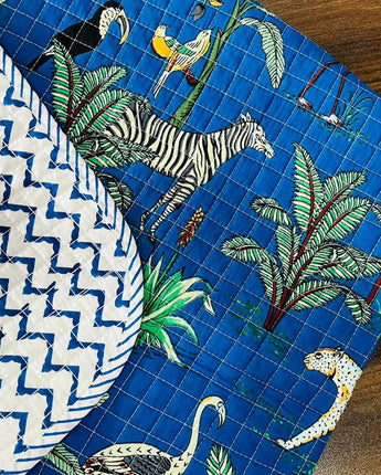 Super Fine Baby Quilt- Animal Safari Blue