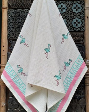 Blue Flamingo Bath Towel