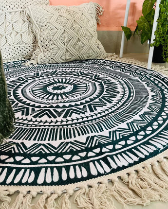 Boho Chakra Rug & Meditation Mat Green