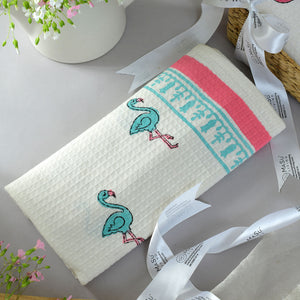Blue Flamingo Bath Towel
