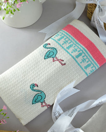 Blue Flamingo Bath Towel