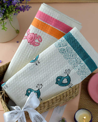 Bunny & Blue Bird Bath Towel- Set of 2