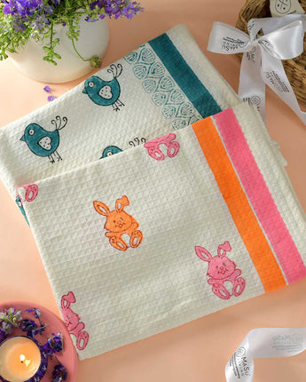 Bunny & Blue Bird Bath Towel- Set of 2