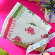 Load image into Gallery viewer, Pink &amp; Green Elephants Bath Towel- Set of 2
