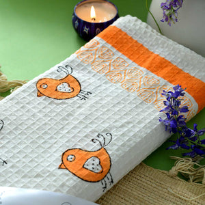 Blue Bird & Orange Birdie Bath Towel- Set of 2